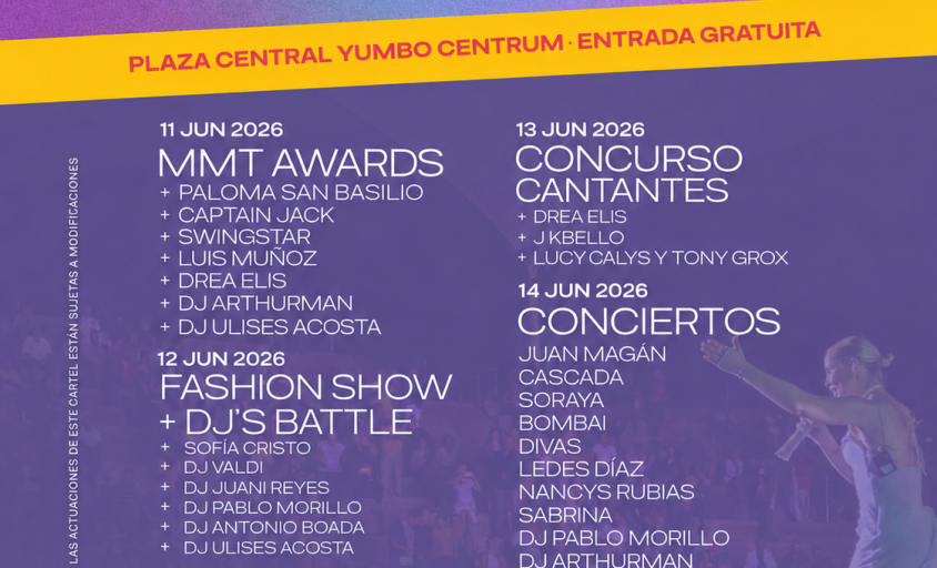 Cartel completo de MMT Fest 2026 en Maspalomas con conciertos, MMT Awards, Fashion Show, DJ Battle y Concurso de Cantantes